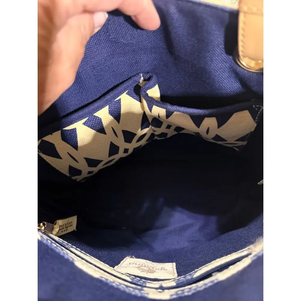 Spartina 449 Tybrisa Day Tote Navy Ivory Geometric Top Handle Purse